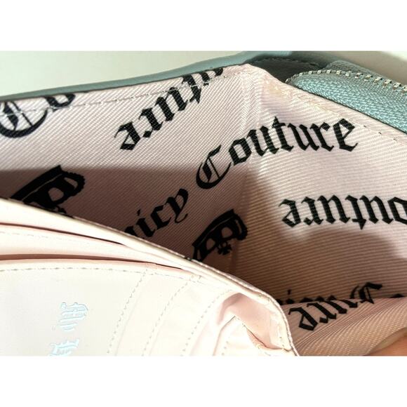 Juicy Couture Wallet Denim Rhinestone JC Zip Around "Heart Belongs" Interior - Picture 5 of 7